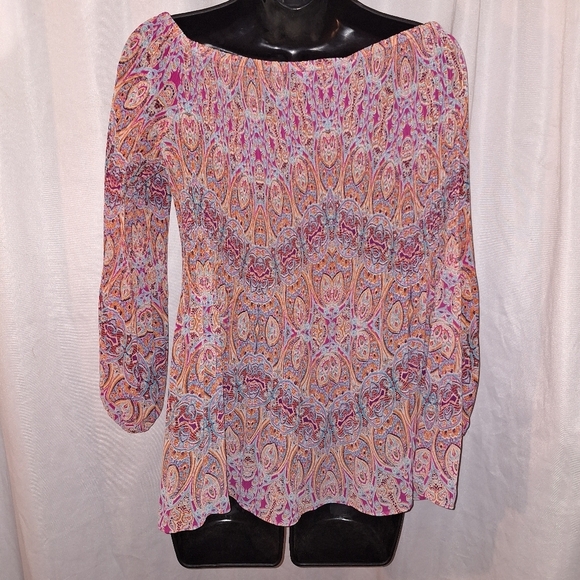 A New Day Smocked Ruffled Blouse in Pink and Orange - Picture 6 of 7